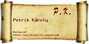 Petrik Károly névjegykártya